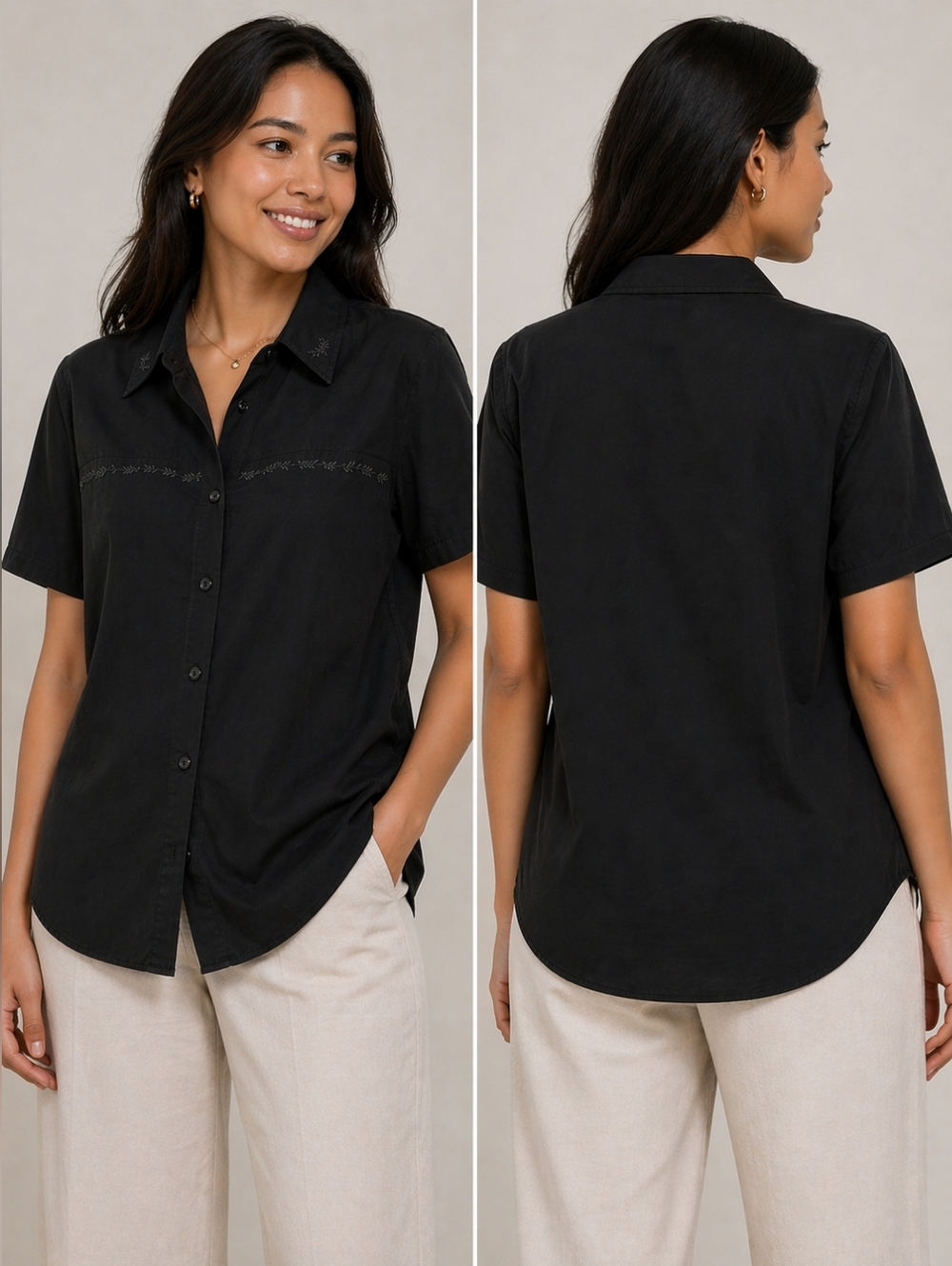 Sky Noble Black Button Down Shirt
